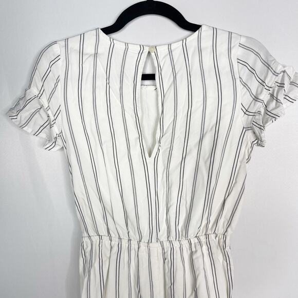 Abercrombie Kids Girls 13/ 14 White Black Striped Knot Waist Romper Keyhole Back - Picture 7 of 9